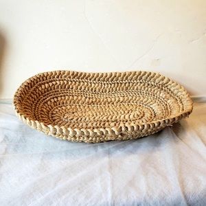 Hand woven basket Straw basket. 16inches long. 10